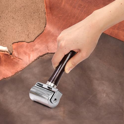 ZOOFOX 2 Pack Leather Press Edge Roller, Heavy-Duty Seam Roller for Leather, Leather Craft Platen Tools with Easy to Grip Handle for Quilting, Sewing, Wallpaper