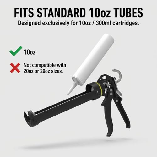 Heavy Duty Caulking Gun | 12:1 Manual Caulk Gun | 10oz Cartridges 300ml | No Drip Professional Calking for Painters, DIYers, Automotive, Contractors - size: 10oz / 300ml, style: 12:1 Manual Gun
