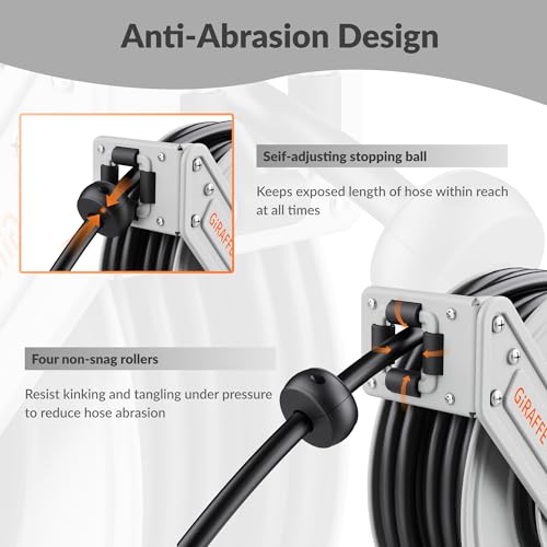 Giraffe Tools 65ft Retractable Pressure Washer Hose Reel, 2600 PSI