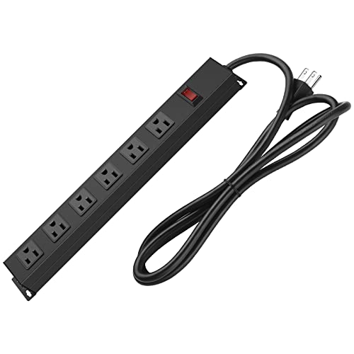 HHOSET 6 Outlet Heavy Duty Power Strip, 14AWG Extension Cord Black, 10FT, 1 - size: 10ft