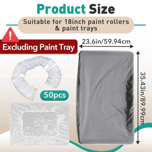 50 Pcs Paint Tray Liners Disposable - 18 Inch Paint Roller Tray Liner - size: 18 Inch