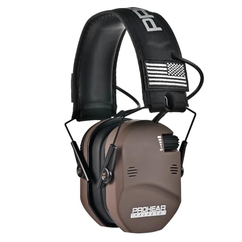 PROHEAR 022 Electronic Ear Protection for Shooting & Hunting - 29dB SNR Noise Reduction, 4 Omnidirectional Microphones - color: Electronic Ear Protection-brown