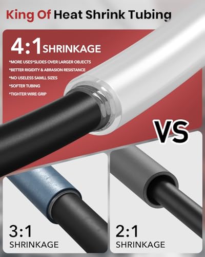 Eventronic 4:1 Heat Shrink Tubing Kit, 400PCS Adhesive Lined Tubing, Clear - color: Clear