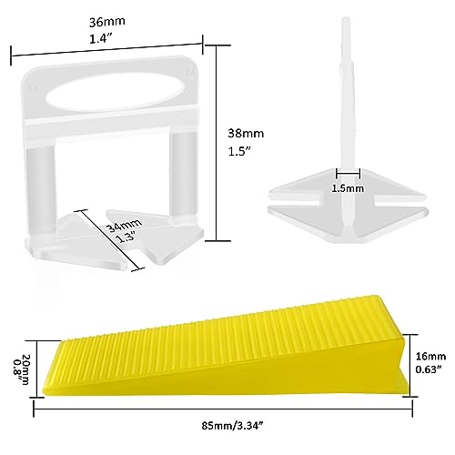 Tile Leveling System with Plier, 1200 Tile Spacers 1/16" and 300 Wedges - size: 1/16 Inch * 1200 Spacers