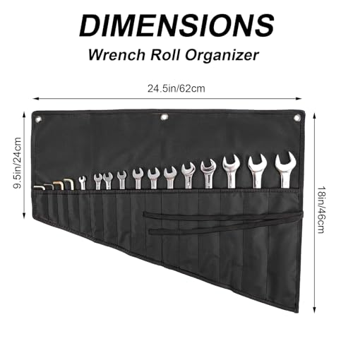 Wrench Organizer, Tool Roll Pouch,16-Pocket Waterproof Oxford Cloth - color: Black