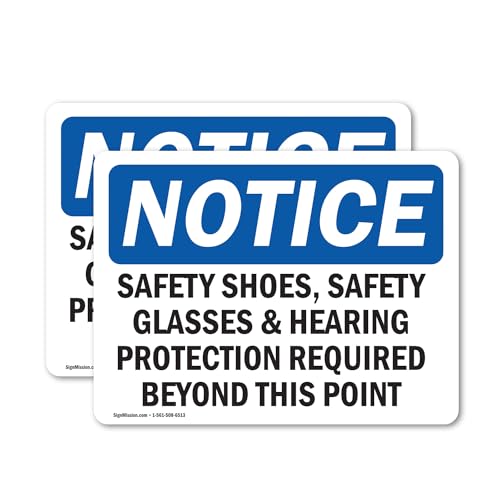 (2 Pack) Safety Shoes Safety Glasses & Hearing Protection OSHA Notice Sign 24 Inch X 18 Inch Vinyl Label Decal Sticker Weather Resistant, UV Protected for Workplace, Business, and Construction Site, Made in the USA - size: 24 Inch X 18 Inch, style: Vinyl