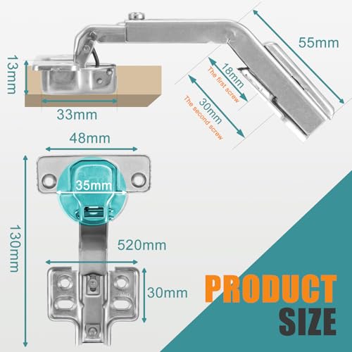 HBL' 4 Pack Corner Cabinet Hinges, 135° Lazy Susan Hinge for Cabinet Replacement, 35MM Lazy Susan Hinges for Kitchen Bifold Doors