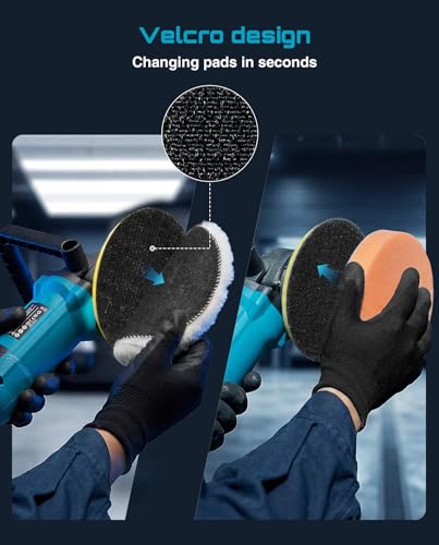 SEESII Car Buffer Polisher 1600W 7 Inch/6 Inch Rotary Buffer Polisher Waxer | 7 Variable Speed 1000-3600 RPM Dual Action Polisher with Detachable Handles for DIY Detailers, Auto Detailing Hobbyists