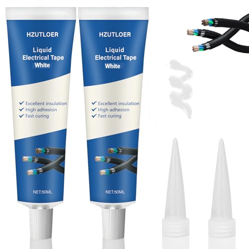 3.38 OZ (100Ml) Liquid Electrical Tape, 2PCS 50ML Insulating Electrical Tape Glue, Waterproof, Fast Drying, High Temperature Resistant - color: White