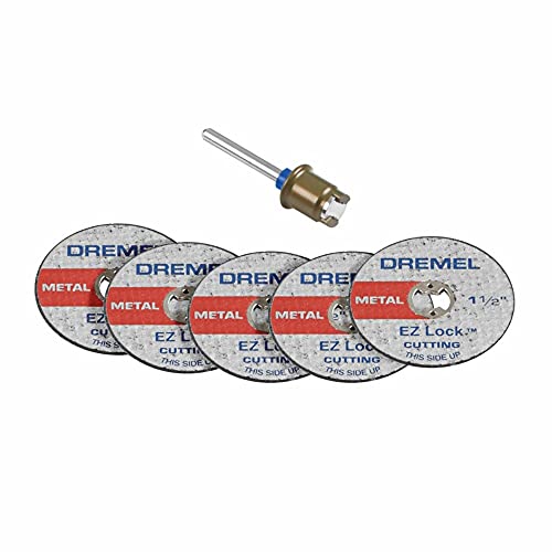 Dremel EZ406-02, EZ - Lock Starter Kit, 1 1/2-Inch (38.1 mm) Wheel Diameter, 5 Piece Fiberglass Reinforced Cut-Off Wheels and EZ402 Mandrel Included, Rotary Tool Cutting Disc Accessories - size: 1-Pack