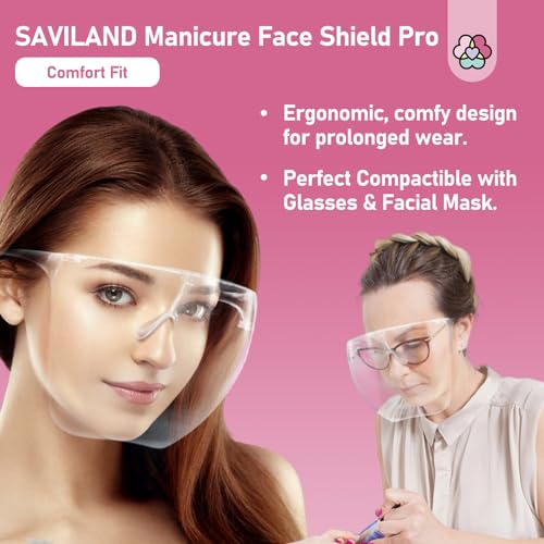 SAVILAND Anti Fog Clear Face Shield for Nail Drill Dust Splash Guard - size: 1 Count (Pack of 1)