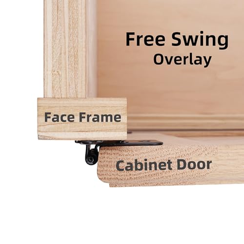 DecoBasics Free Swinging (Non Self-Closing) Overlay Cabinet Hinges Black – 50 Pack (25 Pairs) for Kitchen Cabinet Doors – Matte Black w/Matching Screws & Quiet Bumpers - color: Matte Black