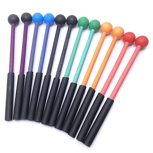 1 Pair 9 Inch Rubber Xylophone Sticks Tongue Drum Mallets Percussion Sticks Hammer for Glockenspiel, Xylophone, Chime, Woodblock, and Bells (Red) - color: Red