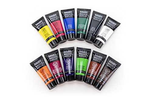 Liquitex BASICS Acrylic Paint Set, 12 x 22ml (0.74-oz) Tube Paint Set - size: 8.88 Fl Oz (Pack of 1), style: 12 x 22ml (0.74-oz)