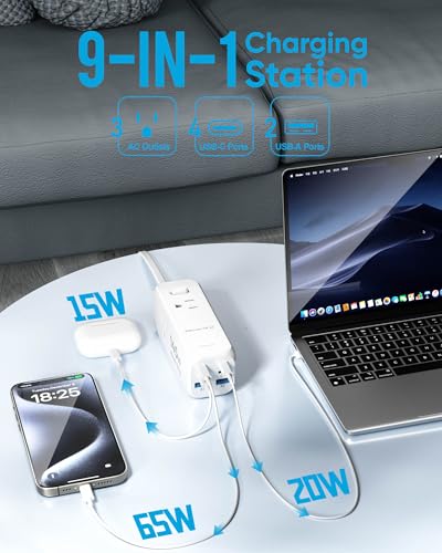 Olcorife USB Power Strip with 3 AC Outlets 6 USB Ports(4 USB C),5 FT - size: 5 FT, style: 3AC(6USB145W)