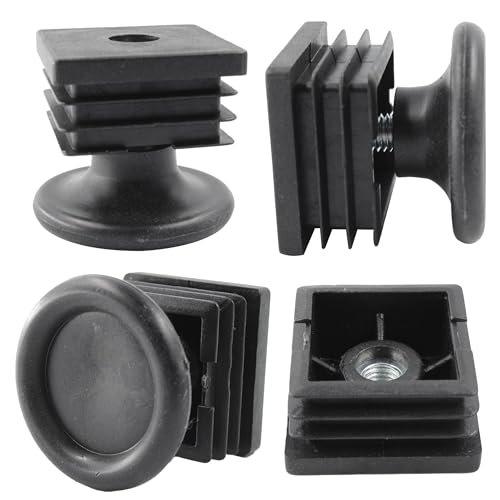 8Pcs Adjustable Leveling Feet 38 x 38mm Square Insert Kit Furniture Glide Leveler, Leveling Screw Leg for Cabinets Sofa Tables Chairs Raiser, Black - size: 38x38mm