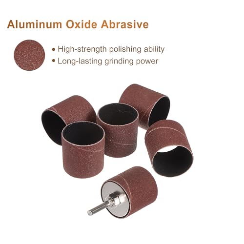 uxcell 12 Pcs 1-1/2 Inch Sanding Sleeves Sandpaper Set 120 Grit with 1/4 Inch Drum Mandrels for Rotary Tools - size: 120 Grit