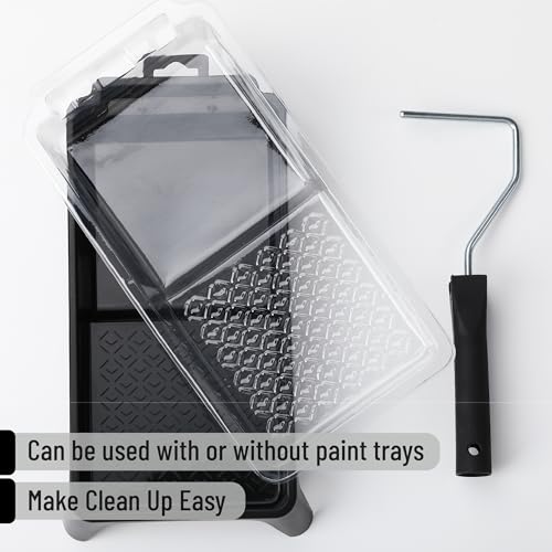 Bates- 4 Inch Paint Tray Set, 22 pcs, 1x 4 Inch Paint Roller Tray, 20x Disposable Plastic Liners & 1x Roller Frame