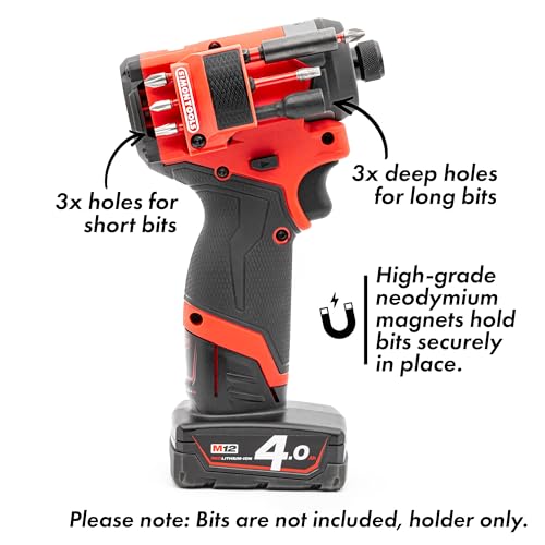 Simon Tools Magnetic Bit Holder for Milwaukee M12 Fuel Surge Impact Driver and Drill - Holds 6 Bits - color: Black Right Side, size: Fits Model No 34xx (Gen3) ONLY!