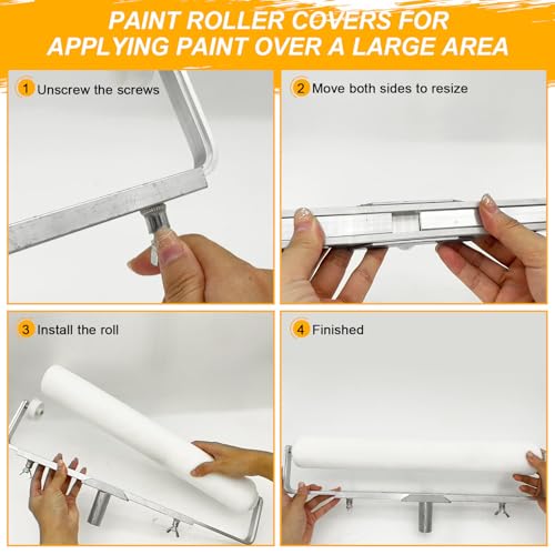 7 Pcs 18 Inch Paint Roller Kit, Microfiber Cover with Extension Pole