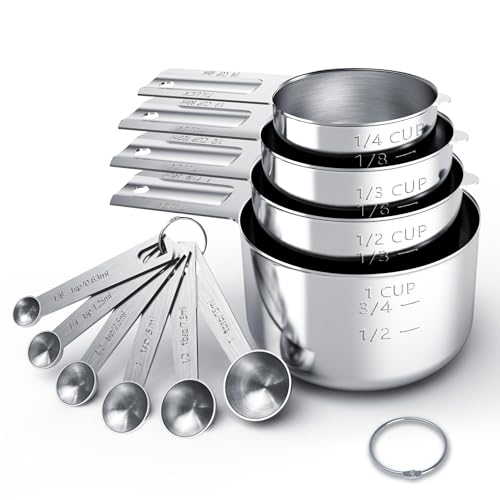 TILUCK Stainless Steel Measuring Cups & Spoons Set, Cups and Spoons