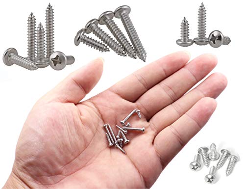 LBY 600pcs M2, M2.2, M2.6, M3 Pan Head Self-Tapping Sheet Metal Screw Assortment Kit, 12 Sizes, 304 Stainless Steel