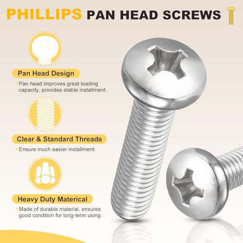 METALLIXITY Phillips Pan Head Bolt&Wrench Kit 1/4"-20x2 20Pcs - size: 1/4"-20x2"