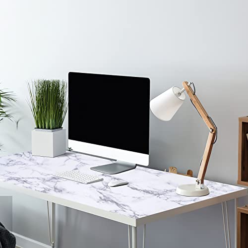 Arthome White Marble Contact Paper - Peel and Stick Wallpaper - Self-Adhesive & Removable Wall Paper for Furniture Desk, Kitchen Countertop, Cabinet, Shelf Liner, Wallcovering, (17"x120") - color: White Marble, size: 17" x 120"