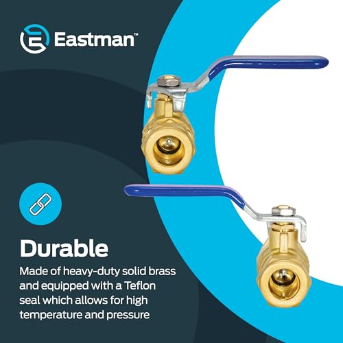 Eastman 1/2 Inch Compression Heavy Duty Full Port Ball Valve, Brass Plumbing Fitting, 20096LF - size: 1/2 in.