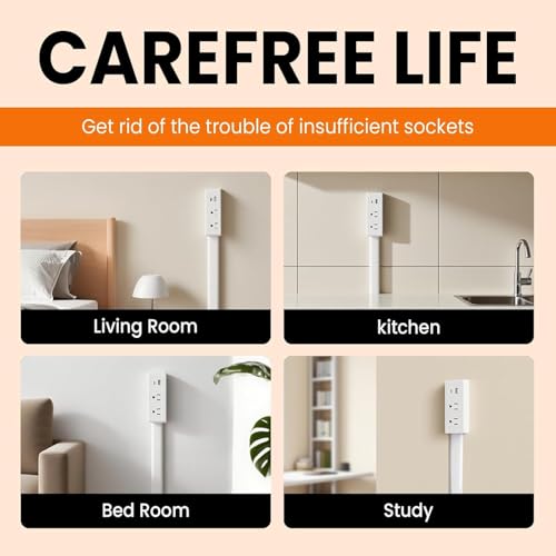 Electrical Outlet Extender Stick,180° Rotating Extendable Wall Outlet for Hard to Reach Places,Rotating Plug Power Hub for Bedroom, Living Room, Office