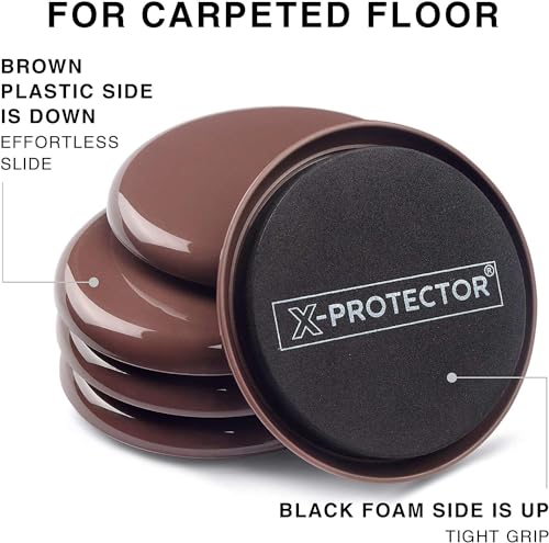 Furniture Sliders for Carpet X-PROTECTOR - 24 PCS Moving Pads 3 1/2" - size: 24 PCS 3.5", For Carpet