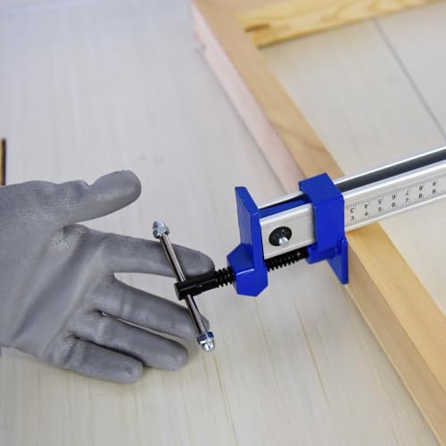 FEIRONG 36 Inch Bar Clamps (2 Pack) - 330LB Capacity, Dual-Scale Ruler (Inch & CM) & 90° Angled Jaws for Woodworking, Cabinet Installation, DIY Projects (Blue) - size: Blue 36-inch 2 Pack
