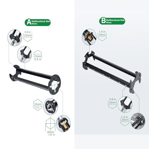2 PCS Basin Multifunctional Sink Wrench, Four-Jaw Hex Universal Basin Wrench 7-in-1 Tight Spaces Kitchen Sink Drain Tub Removal for Under Basin Sink Installation and Repairs - size: 11 Sizes