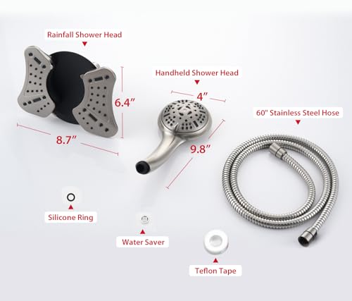GRICH Shower Head with Handheld Spray - Dual High Pressure Showerhead - color: Nickel, size: 2.5 GPM