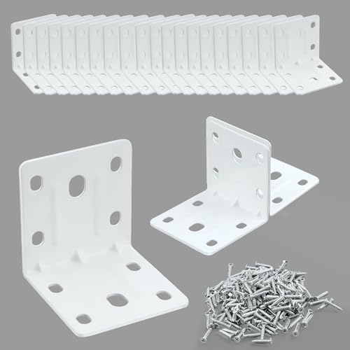 Alise 30 Pack White 2x2in L Brackets Heavy Duty Metal for Wood Furniture - color: White, size: (30P) 2X2 inch