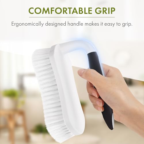 Amazer Scrub Brush for Cleaning Comfort Grip Shower Scrubber Stiff Bristles with Handle Heavy Duty Cleaner Brush for Tub Sink Carpet Floor - Pack of 2 (Black+Black) - color: Black+black, size: 2-Pack