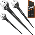 HORUSDY 3-Piece Adjustable Spud Wrench Set, 10", 12", 16", CR-V Steel, SAE & Metric Scale, Black Oxide Finish, Heavy Duty Wrenches for Construction, Mechanical Repair, DIY and Outdoor Projects - style: 3PC Spud Wrench Set(10" 12" 16")