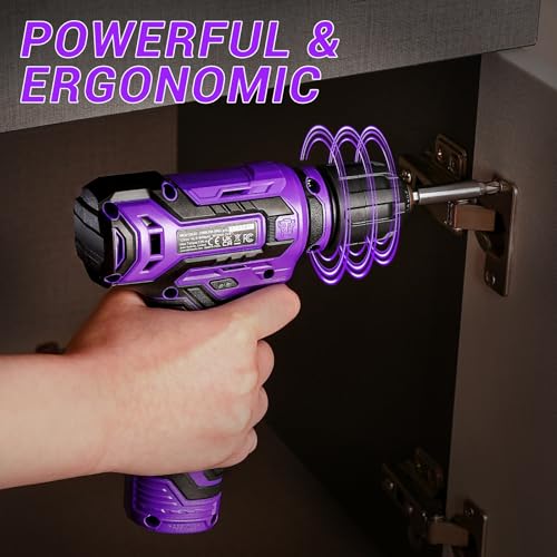 Cordless Drill：DEKOPRO 12V Power Drill Set 800RPM Electric Drills Small Drills with 3/8-inch Keyless Chuck and Portable Tool Set Gift Box (Purple)