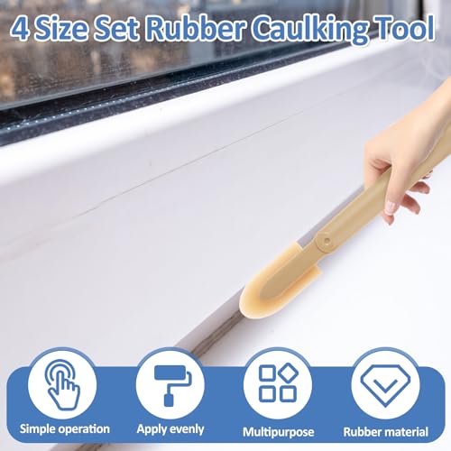 8Pcs Rubber Caulking Tool Set Reusable Caulk Tool Caulking Finishing Tool Grout Sealant Caulk Spatula Set Multifunctional Silicone Sealant Caulking Spatula Tool for Kitchen Bathroom Window /4 Size