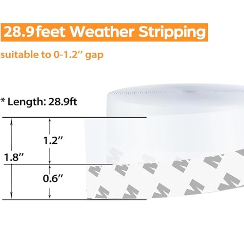 28.9 Ft Weather Stripping Door Seal Strip Tape,Silicone Door Draft Stopper,Self Adhesive Shower Door Bottom Seal, Door Insulation Strip for Door Frame Windows and Glass Gaps (Transparent, 45mm) - size: 1.8 in x 28.9 ft