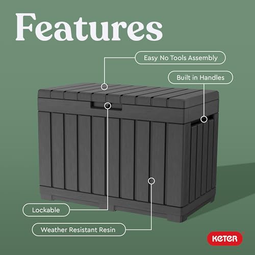 Keter Kentwood 50 Gal Outdoor Storage Box and Patio Side Table - color: Dark Grey