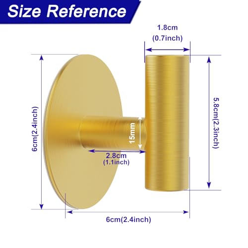 Bntuk Wall Towel Hooks, Adhesive Hooks for Coat Waterproof Shower Hooks - color: Gold, size: 2 Pack