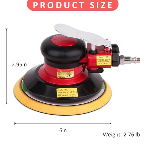Professional Air Random Orbital Palm Sander, Dual Action Pneumatic Sander, Low Vibration, Heavy Duty … (6 inch) - color: Gaoa-z, size: 6 inch