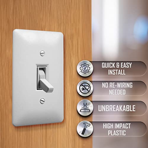 TayMac 4000W Paintable Single Toggle Light Wall Plate Cover, White, 1-Gang - size: 1 Gang, style: Cover