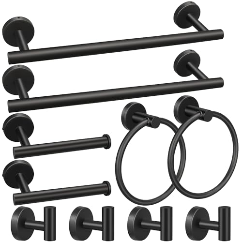 10pcs Matte Black Bathroom Hardware Set - color: 10pcs 16" Matte Black