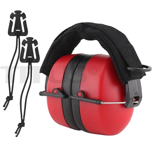 TITUS 3 Series, Onyx 37 Original Highest NRR Noise Reduction Earmuffs - color: Red (Tactical Band / Earmuffs Only)