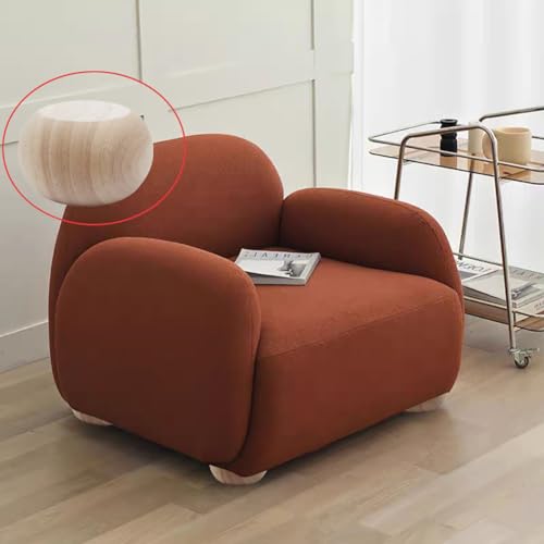 2 Inch Solid Oak Wood Bun Feet, Set of 4 - Unfinished Round Furniture Legs for Sofa, Couch, Chair, Ottoman & Cabinet | Includes Screws, Mounting Plates & Rubber Pads - size: 2 inch Hanger Bolt