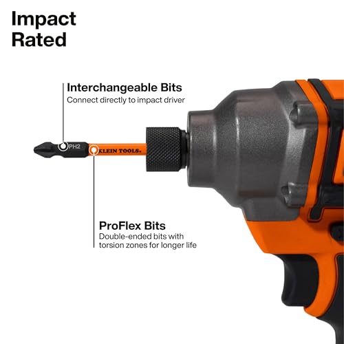 Klein Tools 32315HD 15-in-1 Multi-Bit Ratcheting Screwdriver, Impact-Rated, 7 Double-Ended ProFlex Torsion Zone Tips, 1/4-Inch Nut Driver, 8-Piece - size: 15-in-1 Driver