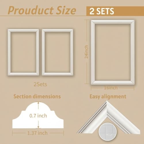 Wainscoting Molding Kit, 2 Frames, 16 x 24 Inch - size: 16" x 24"