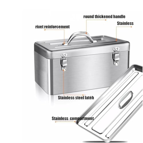 18" Metal Tool Box,Stainless Steel Tool Box,with Carrying Handle